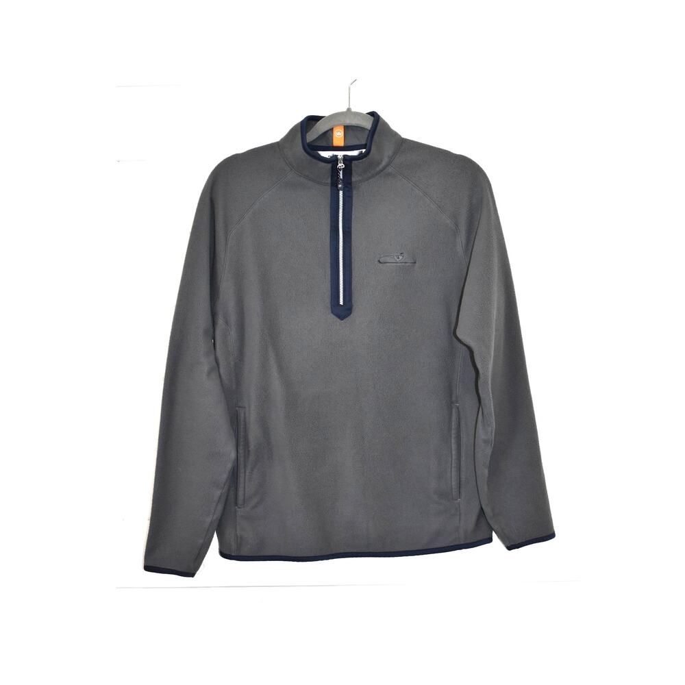 Peter Millar Women's Fleece 1/4 Zip Sz Medium Gray Blue Piping Golf Pickle Ball